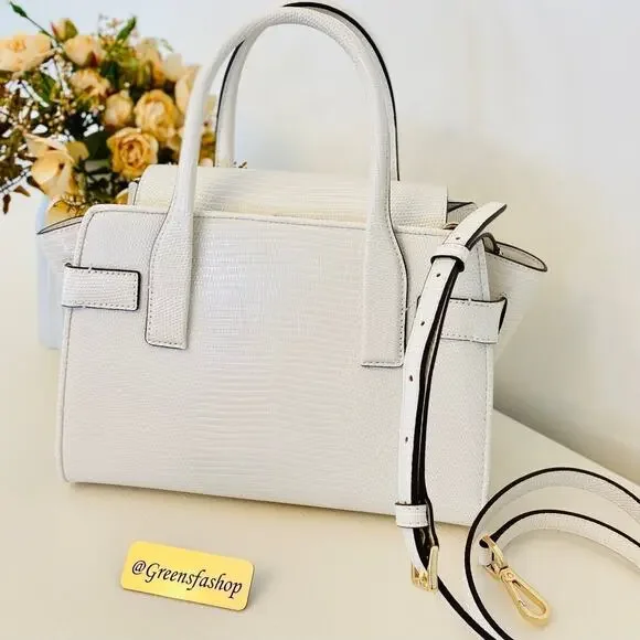 Michael Kors Purse Carmen Medium Flap Satchel shoulder bag optic white new - Picture 4 of 9